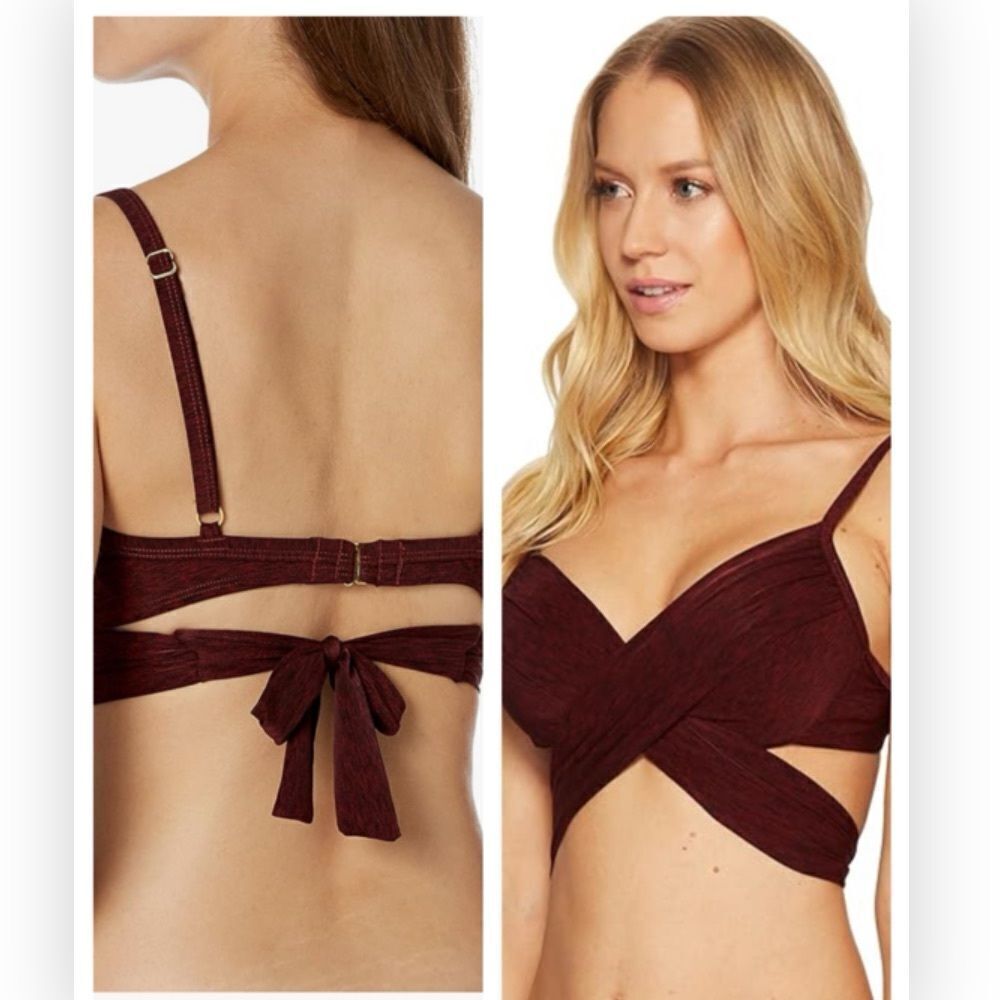 La Blanca Lamour Bra Sized Wrap Underwire Push Up Bra Bikini Top 36D $95